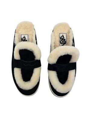 Unisex Vans Style 53 Cozy Mule DX w. Black Shearling Slip-On Loafer Shoe M6.5 W8